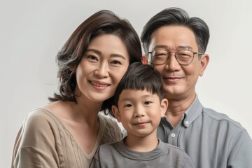 Fototapeta premium Asian family studio photo with copy space