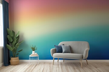 Vibrant Color Gradient Mural with Soft Retro Nostalgia and Artistic Elegance