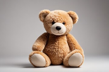 Obraz premium a teddy bear sitting on a gray background 