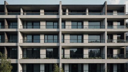 Fototapeta premium Minimalist apartment building with clean lines and large windows