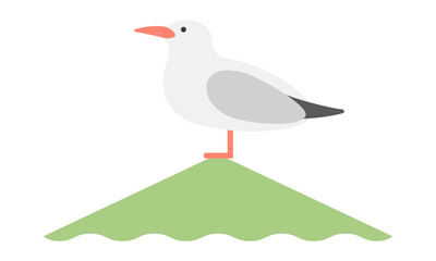 北欧風イラスト・屋根に止まるカモメ