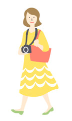 北欧風イラスト・女性ツーリスト