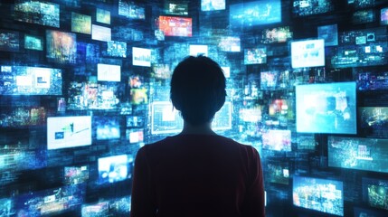 Person who attends online lessons on a digital screen. E-learning education internet lessons and online webinar. Education internet Technology.