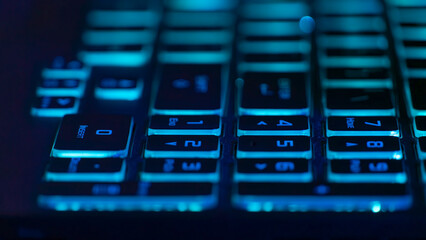 Obraz premium Close-up photo of laptop keyboard. Product photography.