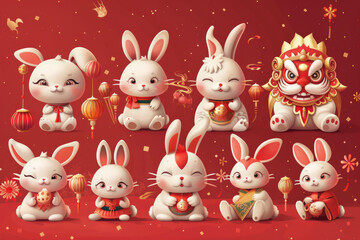 Obraz premium Traditional Chinese Festival: Mid-Autumn Festival, rabbit and moon illustration