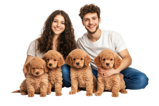 Free photo couple with their dog transparent background