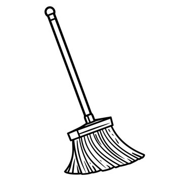 recommend clip art: Sleek broom outline icon in vector format for cleaning-themed designs.