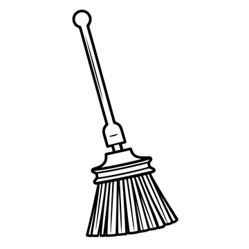 recommend clip art: Sleek broom outline icon in vector format for cleaning-themed designs.