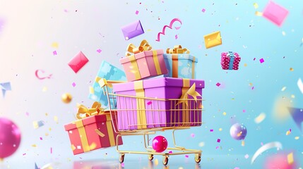 card with gift boxes  shopping festival