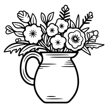 recommend clip art: Elegant flower vase outline icon in vector format for decorative designs.