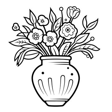 recommend clip art: Elegant flower vase outline icon in vector format for decorative designs.