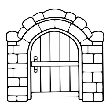 recommend clip art: Elegant gate outline icon in vector format for architectural designs.