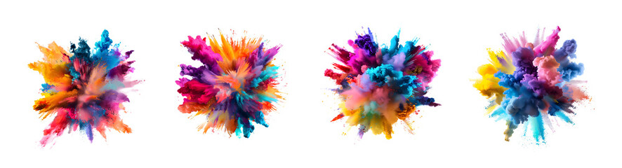 Fototapeta premium Pack of Colorful explosion of paint isolated on transparent background