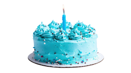 Birthday cake with candles on transparent background