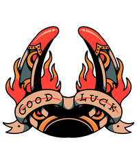horseshoe tattoo illustration design