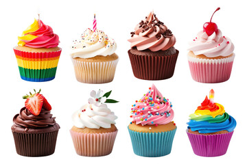 PNG cupcake dessert element set, transparent background