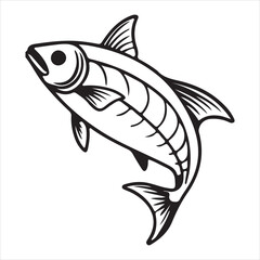  Tarpon fish silhouette vector art illustration.