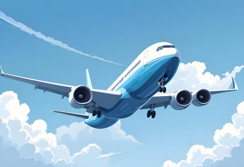 Obraz premium A plane flying in the blue sky