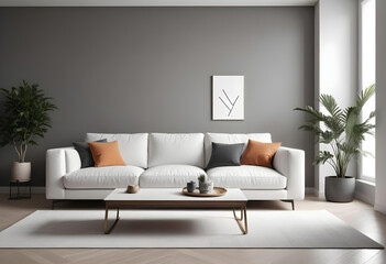 a minimalist modern living room with sofa