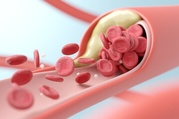 Atherosclerosis plaque buildup causing artery blockage