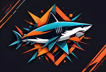 Geometric shark logo with electrical shape