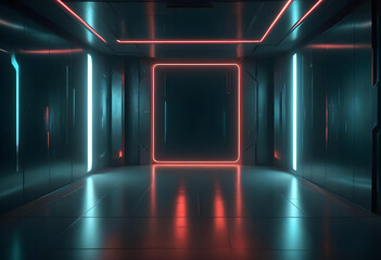 Futuristic empty dark room background
