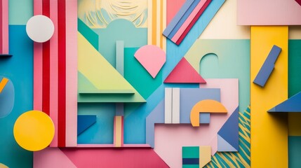 Abstract Geometric Shapes in Vibrant Color | Digital Art