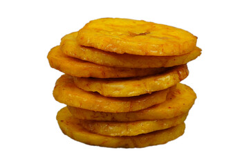 Banana chips stack isolated transparent