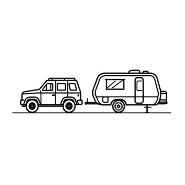 black suv towing camper trailer clip art preview