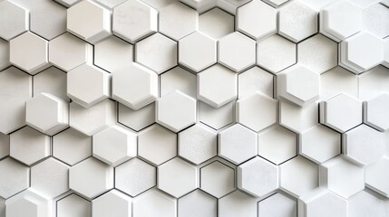 Fototapeta premium Hexagonal white tile pattern for modern interiors.