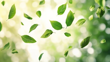 Green Floating Leaves Flying Leaves Green Leaf Dancing Air Purifier Atmosphere Simple Main Picture