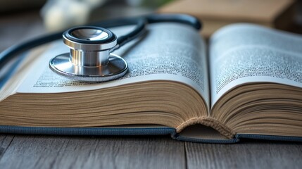 Stethoscope on Open Medical Book: Minimalist Healthcare Image 1