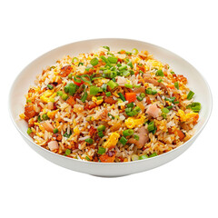 Delicious Fried Rice with Scrambled Egg, Meat, and Vegetables