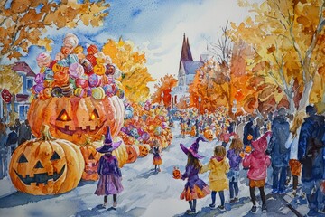 Trick-or-Treaters on a Magical Halloween Night.