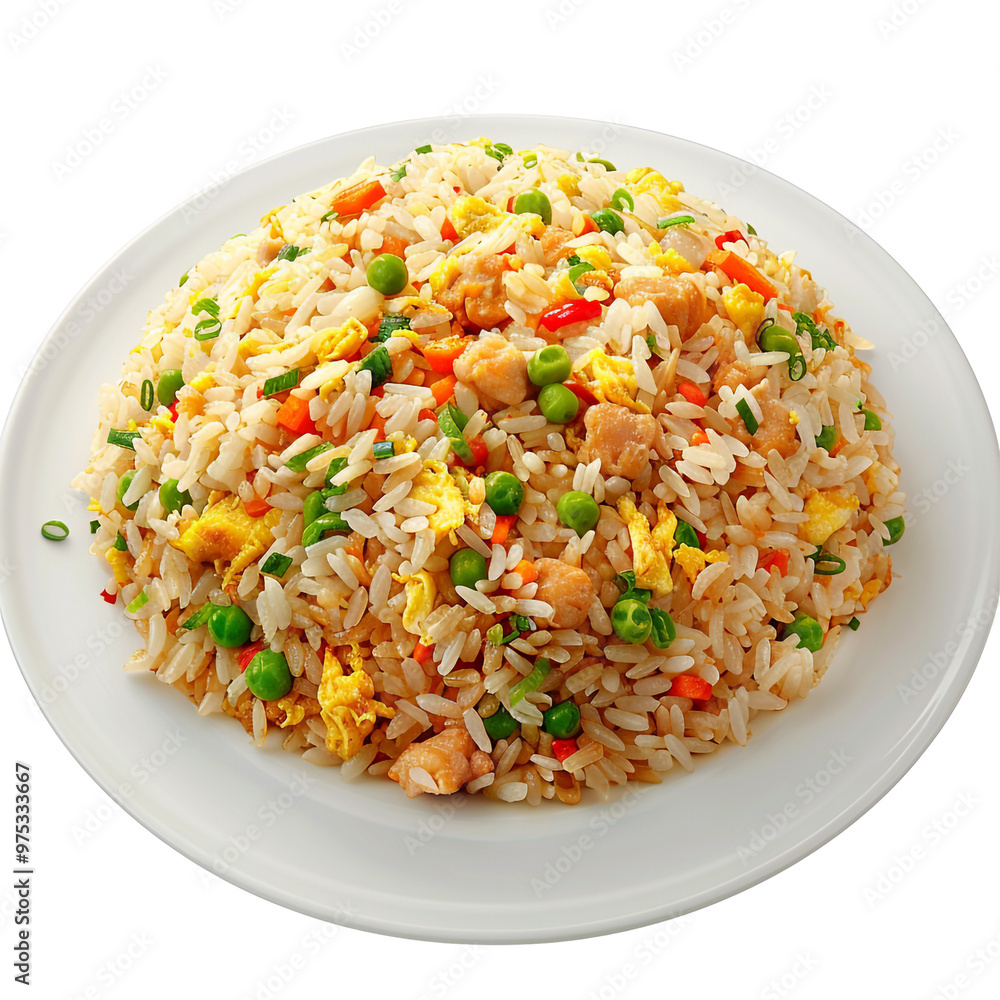 Wall mural delicious fried rice with chicken and vegetables