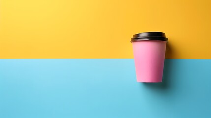 Simply minimal design paper coffee cup isolated on colorful background