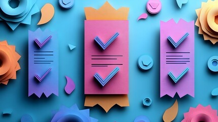 An illustration of a business concept in a papercut style, featuring vibrant and well-designed colors. The layered textures and clean lines bring a modern, creative touch to the overall visual appeal.