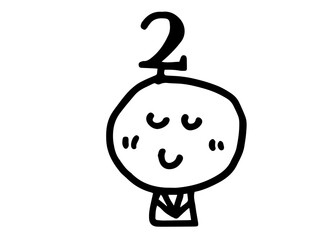 シンプルでかわいい手描きの顔のイラストと数字