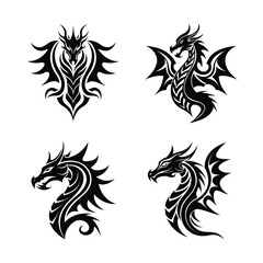 Obraz premium Set of Seahorse silhouette vector illustration