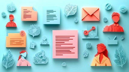 An illustration of a business concept in a papercut style, featuring vibrant and well-designed colors. The layered textures and clean lines bring a modern, creative touch to the overall visual appeal.