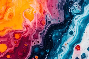 Fototapeta premium A colorful painting with a blue and white swirl