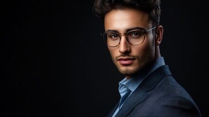 Fototapeta premium Confident Businessman in Glasses: A Stylish Portrait Shoot