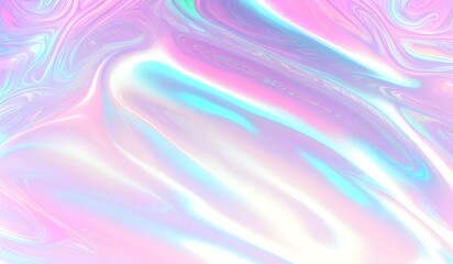 Obraz premium Holographic background seamless trendy iridescent light foil texture. Soft holographic pastel unicorn marble background pattern. Modern pearlescent blurry abstract swirl illustration. 