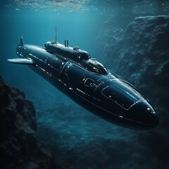 Sleek Submarine Model with Shimmering Silver Highlights: Underwater Exploration Redefined