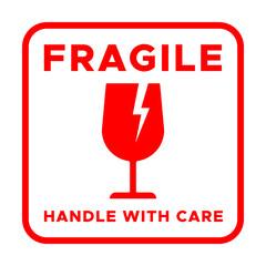 fragile handle with care sign on white background vector