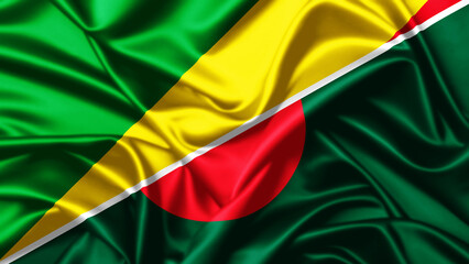 United waving flag of Republic of Congo and Bangladesh