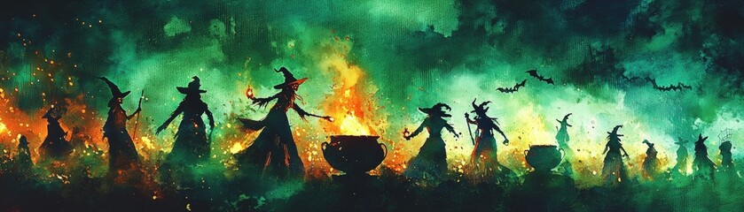 Fototapeta premium The Witches' Gathering A Mystical Halloween Night.