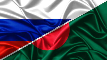 Obraz premium United waving flag of Russia and Bangladesh