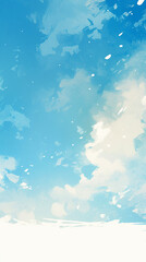 雪の降る冬の空と大地の背景イラスト　Generative AI