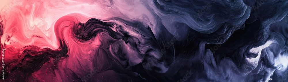 Poster an abstract blend of swirling colors in shades of red and blue, creating a mesmerizing visual effect